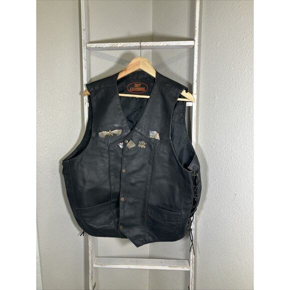 HARLEY DAVIDSON BLACK LEATHER HERITAGE CONCHO VEST Mens 3xL